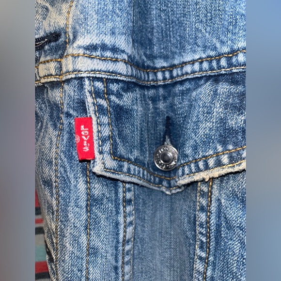 Vintage Levi’s 80s/90s Flannel Plaid Lined Denim Trucker Jacket Size Large - Picture 3 of 8